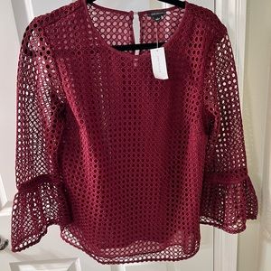 Beautiful burgundy eyelet blouse, NWT